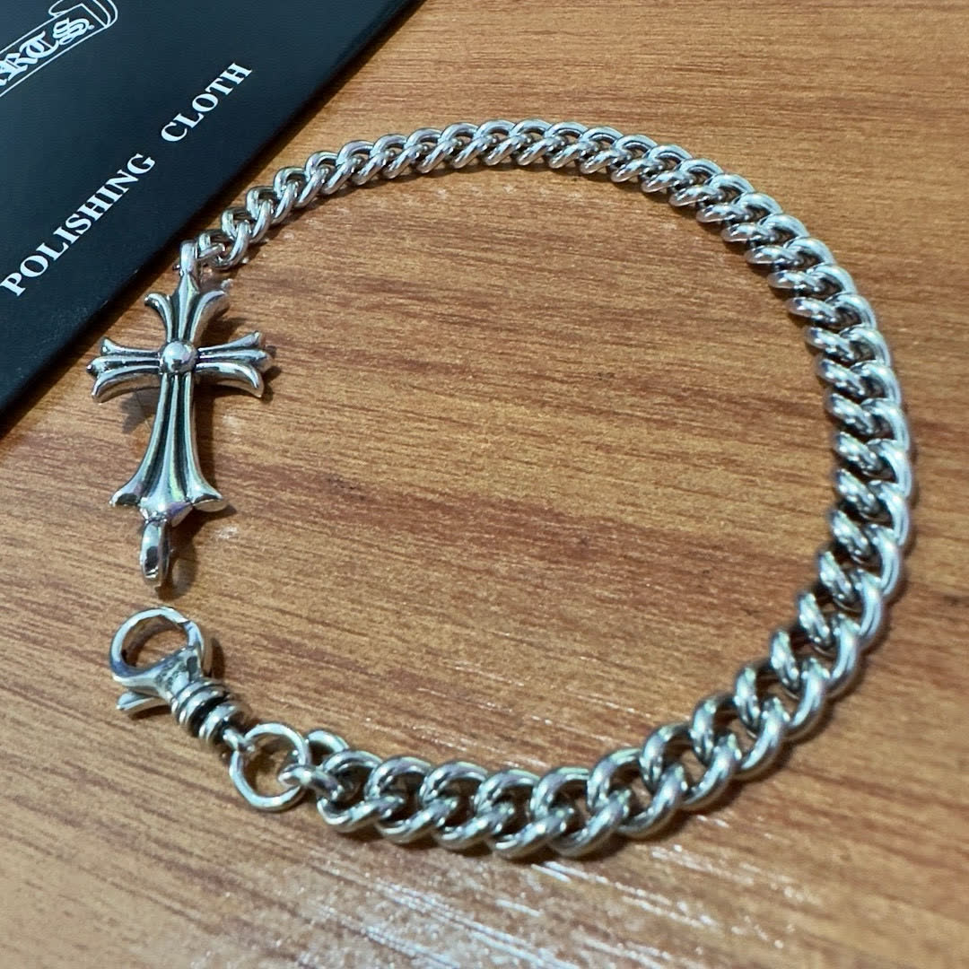 Chrome Hearts Chrono Hearts Silver Cross Charm Bracelet
